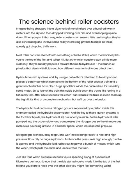 The Science Behind Roller Coasters Pdf