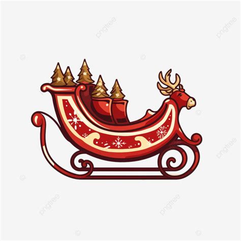 Santa Claus Sleigh Silhouette Isolated Christmas Sleigh Flat