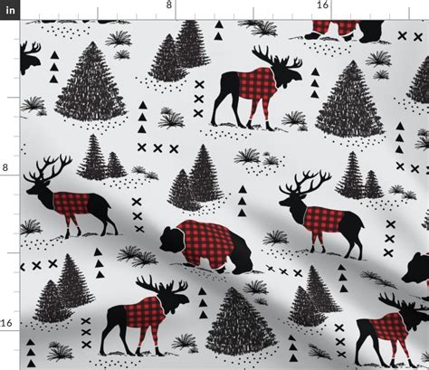 Inch Bear Deer And Moose Buffalo Fabric Spoonflower