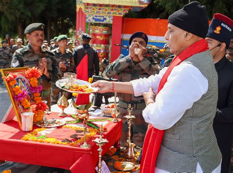 Rajnath Performs Shastra Puja In Tawang Hails Troops For Guarding