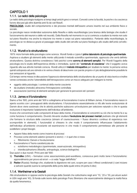 La Storia Della Psicologia CAPITOLO 1 1 1 Le Radici Della