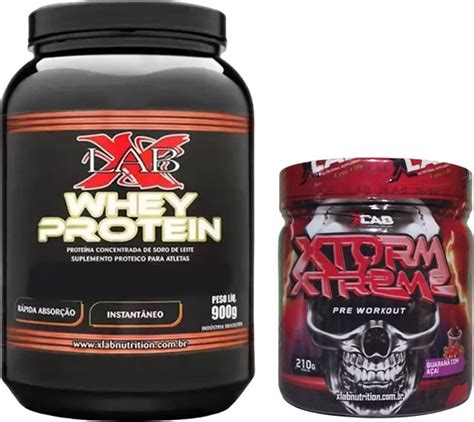 Kit Whey Sabor Chocolate Xlab G Pr Treino Xtorm Xtreme Xlab G