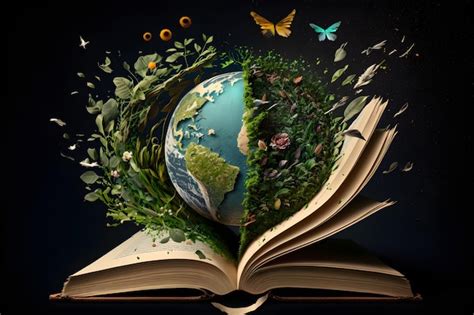 premium ai image  book   world