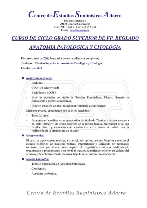 TéCnico Superior En AnatomíA PatolóGica Y CitologíA PDF