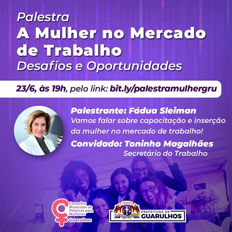 Palestra abordará atuação da mulher no mercado de trabalho nesta quarta