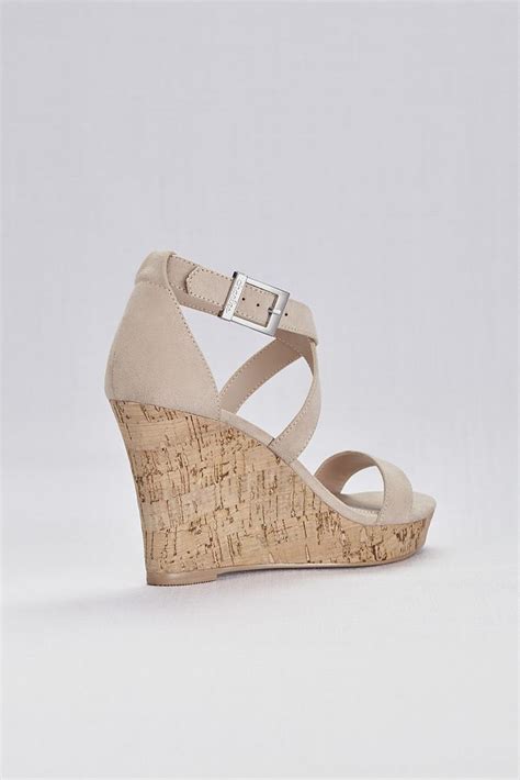 Cork Wedge Sandals With Crisscross Ankle Strap Style Launch Nude Cork Wedges Sandals