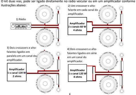 Como instalar ligar um kit duas vias Esquema de ligação