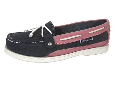 Yachtsman Ladies Nubuck Slip On Deck Shoes Navypink Edinburgh