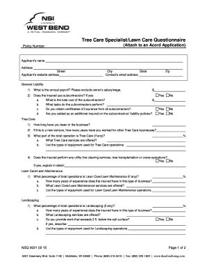 Fillable Online Tree Trimming Lawn Care Questionnaire Fax Email Print