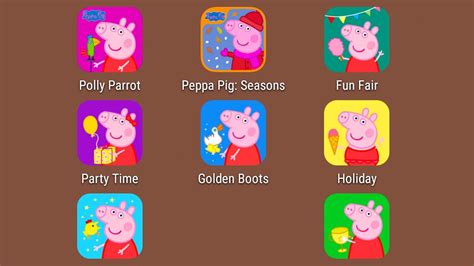 Eight Peppa Pig Games Golden Boots Theme Park Polly Parrot Holiday