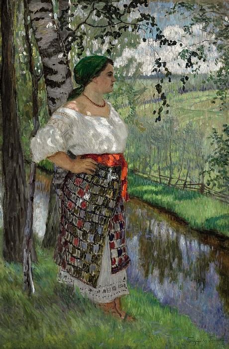 Peasant Woman By A Brook Nikolai Petrovich Bogdanov Belsky