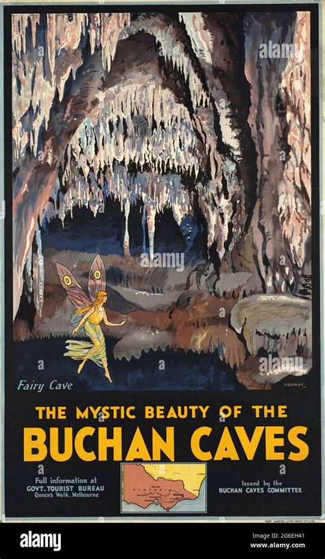 A Vintage Travel Poster For The Buchan Caves Victoria Australia