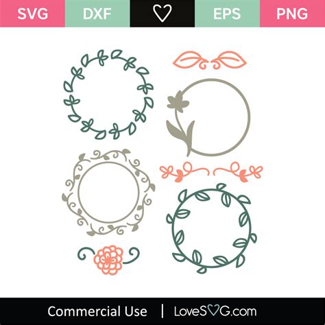 Floral Monogram Frames Svg Cut File