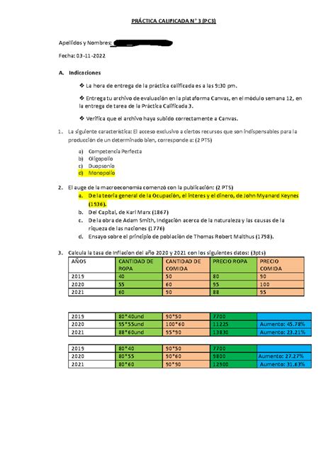 Practica Caliificada N Microeconomia Pr Ctica Calificada N Pc