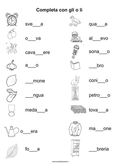 Classe Prima Italiano Il Gruppo Gli E La Sillaba Li Schede E