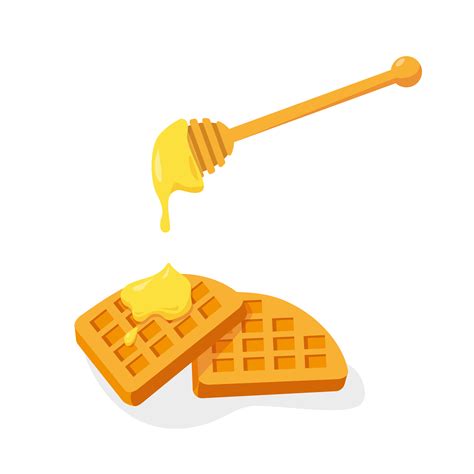 Two Waffles With Honey Vector Illustration 6204256 Vector Art At Vecteezy