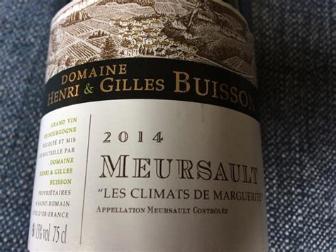 2015 Henri Et Gilles Buisson Meursault Les Climats De Marguerite France Burgundy Côte De