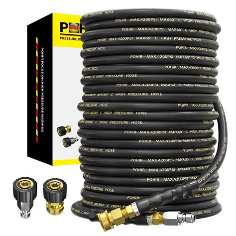 Pohir Power Washer Hose 100ft 38 Quick Connect High Tensile Wire