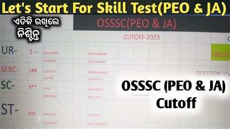 OSSSC PEO JA Cutoff Analysis Let S Start For Skill Test PEO JA