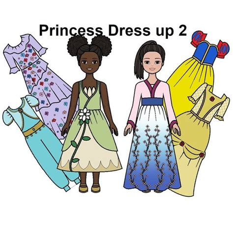 Princess Dress-up 2 Paper Doll Printable Paper Doll - Etsy