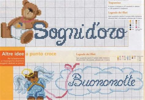 Two Cross Stitch Patterns With Teddy Bear And Angel On The Bottom One