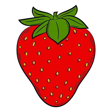 Strawberry Fruit In A Linear Style Colorful Vector Decorative Element