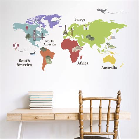 World Map Wall Decor Travel Agency Decoration World Map Wall Decal