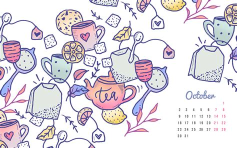 Tea And Cookies October 2017 Calendar Wallpaper Preview