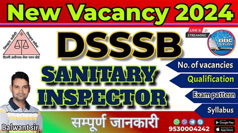 Assistant Sanitary Inspector Vaccintor DSSSB Recruitment 2024