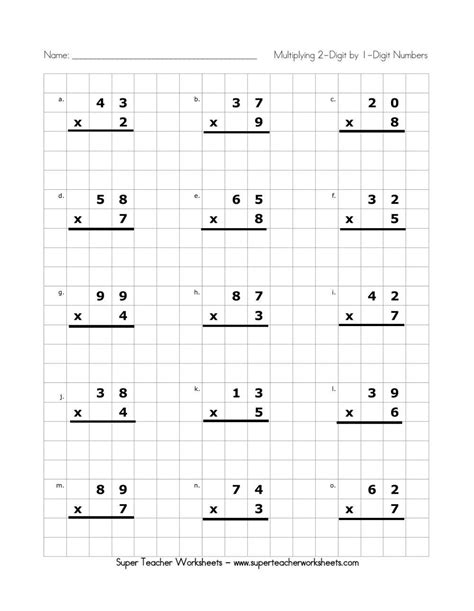 5341920 2 Digit By 1 Digit Multiplication Grid Heidi