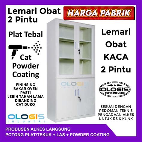 Promo Lemari Obat Kaca 2 Pintu Besi Rumah Sakit Kabinet Klinik Medicine