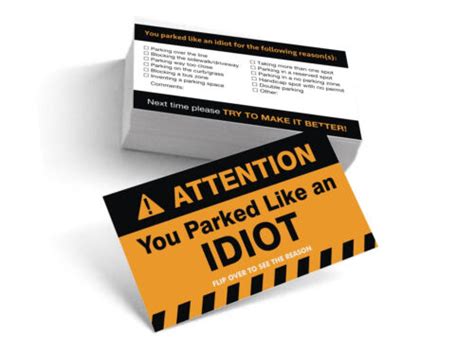 You Parked Like An Idiot Funny Bad Parking Note Cards Behind Wiper 30 Pack 793720451442 Ebay