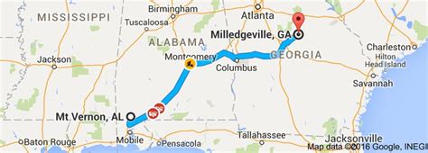 Map From Mt Vernon Al To Milledgeville Ga Fort Wilkinson Ga To Fort