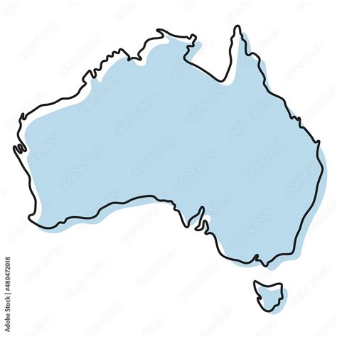 Stylized Simple Outline Map Of Australia Icon Blue Sketch Map Of