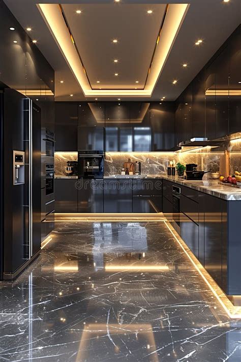 Ultra-modern Kitchen with Smart Appliances and Sleek Stock Illustration ...