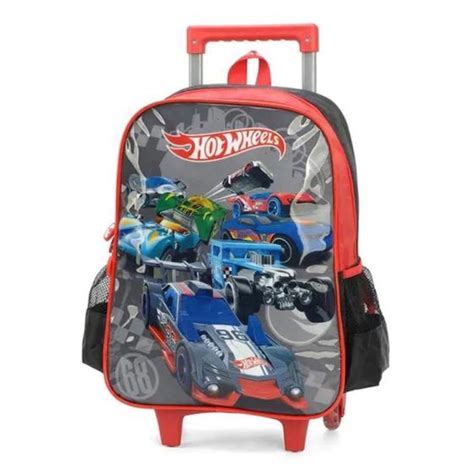 Mochila De Rodinhas Hot Wheels Preto Luxcel Ic Hw Mochilas E