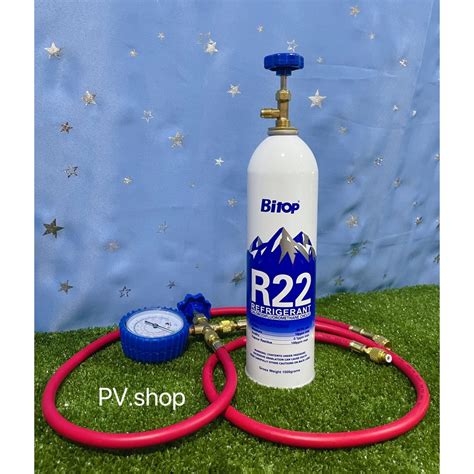 น้ำยาแอร์ R22 ยี่ห้อbitopชุดสายแดงประกอบด้วยน้ำยาแอร์r22ขนาด1000g