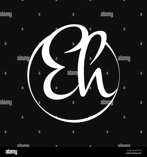 Initial Eh Script Letter Type Logo Design With Modern Typography Vector