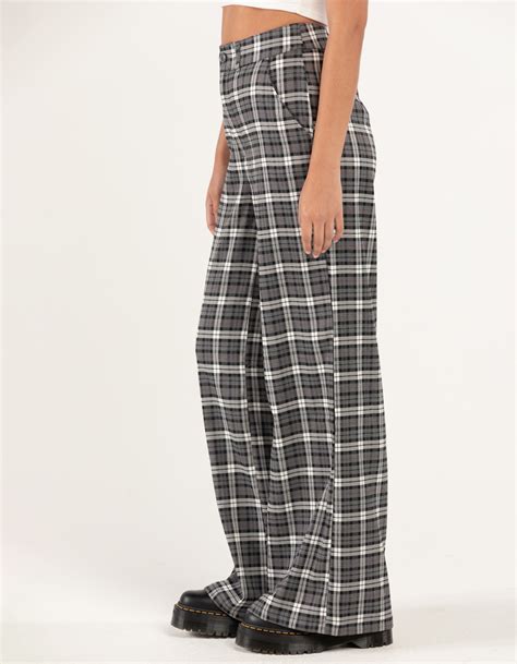 Rsq Womens Wide Leg Plaid Pants Blk Wht Tillys