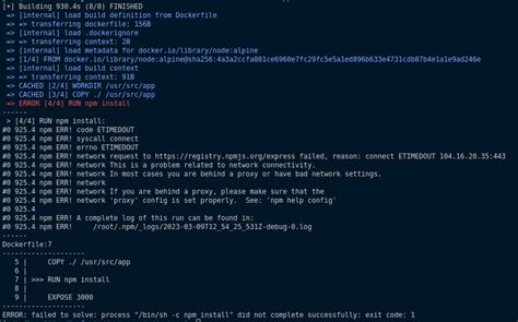 Node Js Npm Run Install Not Completing When I Run Docker Build