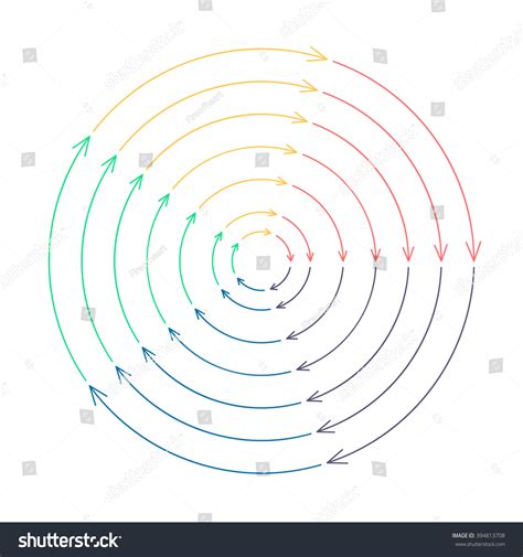 Outline Circular Infographic Arrows Different Radius Stock Vector