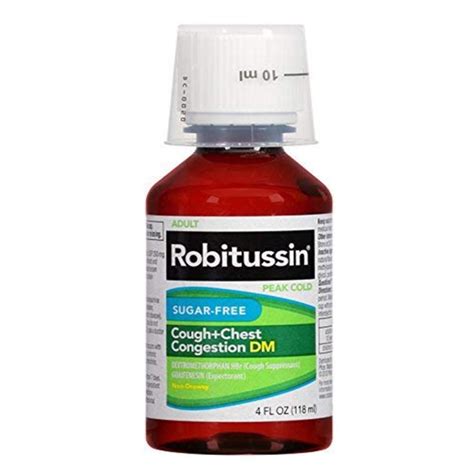 Robitussin Dm Adult Cough Chest Congestion Liquid Sugar Free 4 Oz