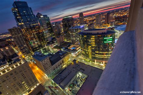 Downtown Kansas City skyline sunrise photography from P&L Bldg