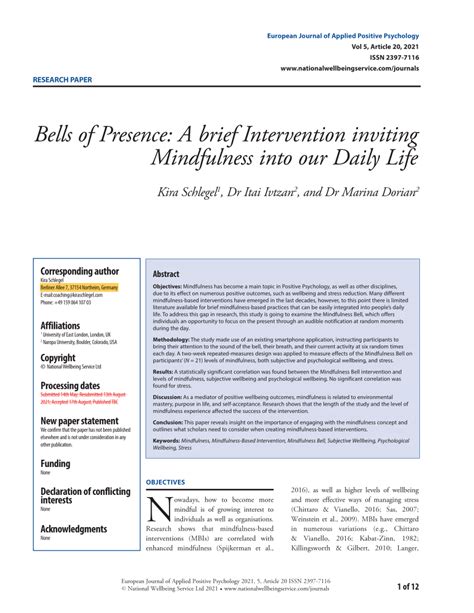 PDF Bells Of Presence A Brief Intervention Inviting Mindfulness Into