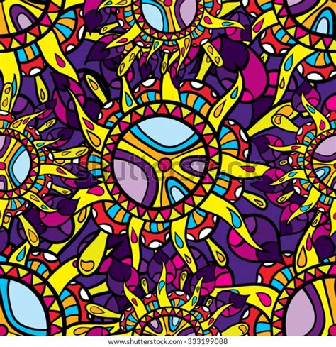 60s Hippie Psychedelic Art Seamless Pattern Stock Vector Royalty Free