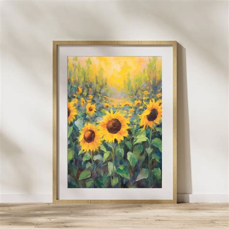 Sunflower Impressionism Oil Painting Art Print Floral Flower - Etsy