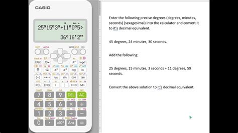 Fx 115es2 Sexagesimal Valuesdegrees Minutes Seconds Calculations