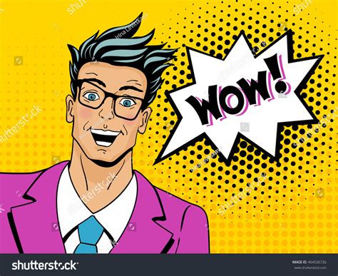 Wow Face Pop Art Man Young Stock Vector Royalty Free 404536726