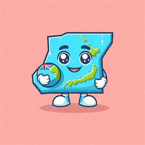 Tuvalu Map Cartoon Vector Icon Illustration Animal Holiday Icon Concept