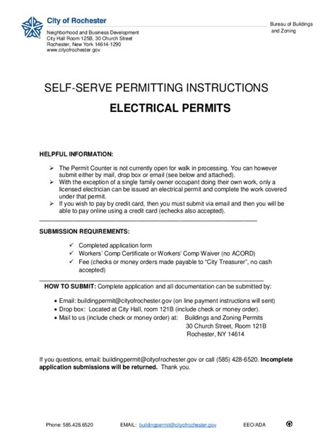 Fillable Online Self Serve Permitting Instructions Electrical Permits